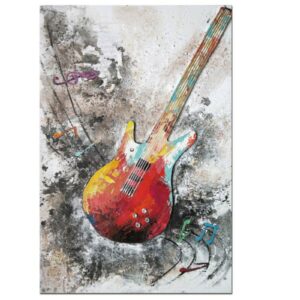 tableau-guitare-basse-peinture-couleurs-deco-murale-musicien