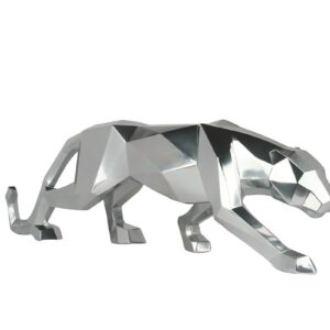 Panthère statue décorative gris argent style origami 100cm – INITIAL