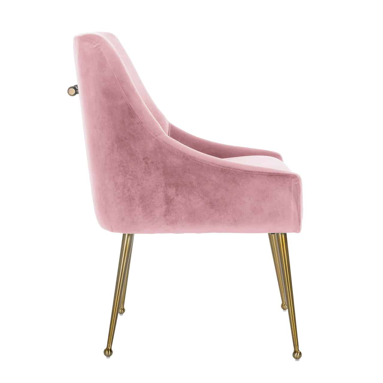 Chaise INDY velours poignee dos et pieds dores argentes