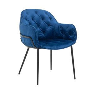 Chaise NOMI en velours bleu