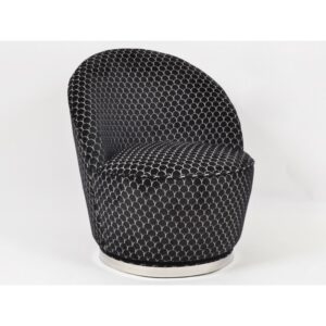 Fauteuil ECAILLE en velours noir et gris.