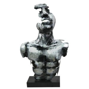 Statue buste homme gris argent