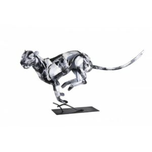 Statue métal gris argent l.92cm – PANTHÈRE PIGMENT