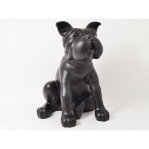 Statue decoration beau chien bouledogue dog noir mat de taille réelle.