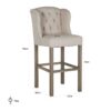 Tabouret de bar DAISY confortable capitonné pieds bois tissu