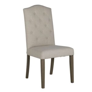 chaise moderne sylvana en tissu lin beige pieds droits bois