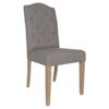 chaise lin gris avec boutons pieds bois