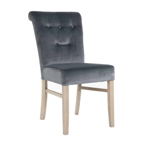 chaise confortable tissu gris pieds bois