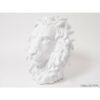 Statue tete de lion ceramique blanc nacre