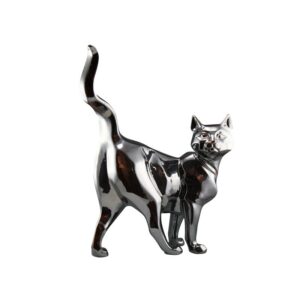 statue-chat-debout-gris-argent-design-deco-drimmer-shadow