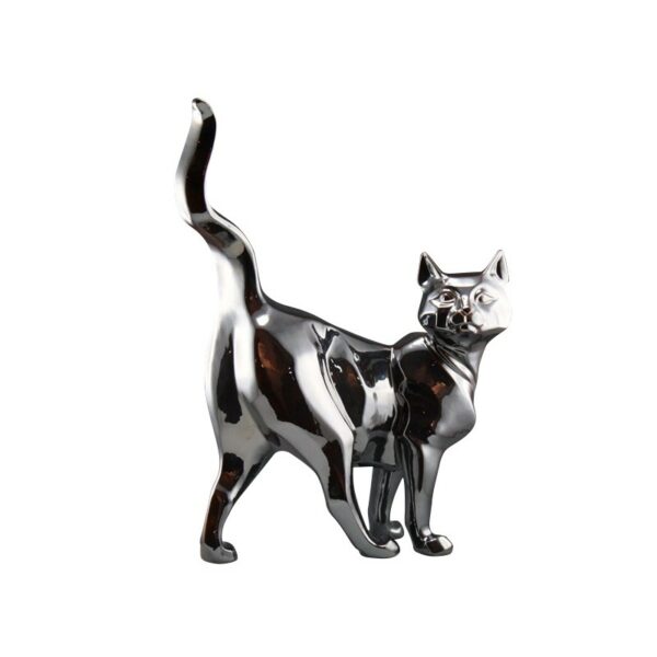 statue-chat-debout-gris-argent-design-deco-drimmer-shadow