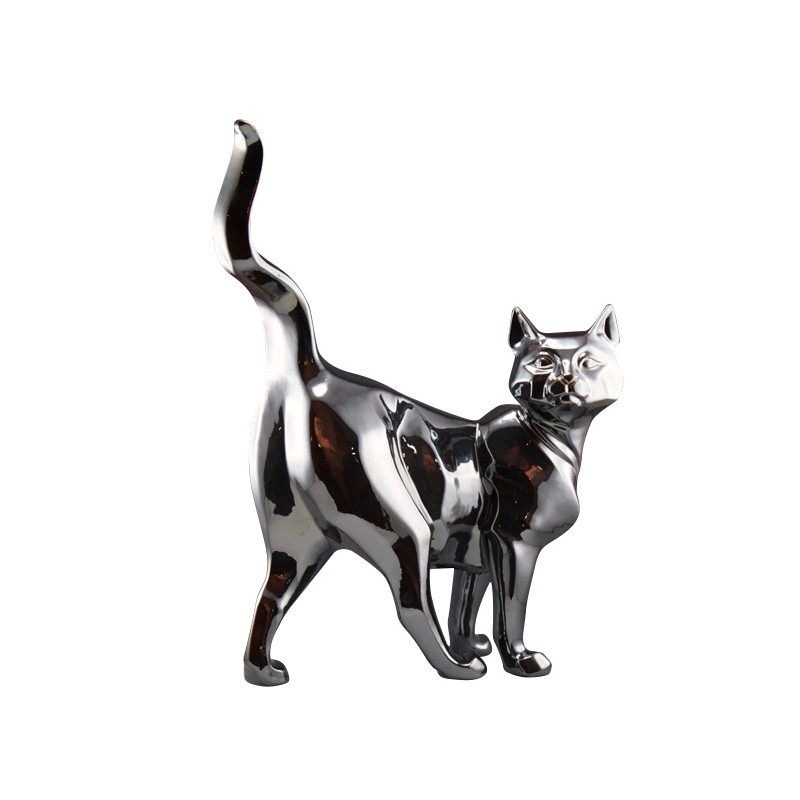 Statue chat SHADOW gris, noir ou blanc.