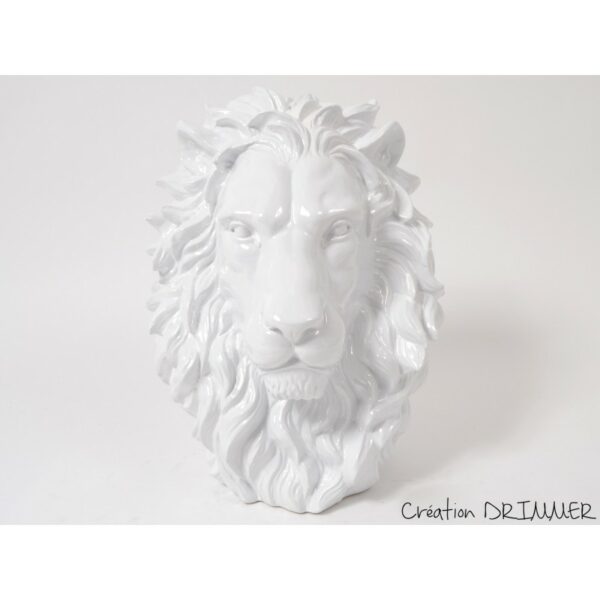 deco tete de lion blanc