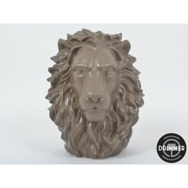 Statue tête de lion déco marron