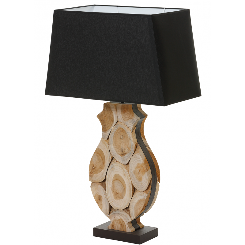 LAMPE PIED EN BOIS - Noir