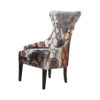 fauteuil confortable tissu motifs marron orange beige