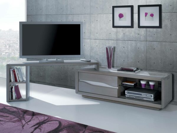 Meuble TV avec support bois et céramique