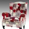 fauteuil tissu patchwork rouge