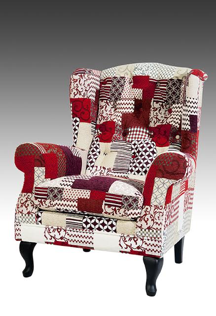 fauteuil tissu patchwork rouge