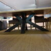 table design plateau chene massif epais pied metal noir acier