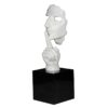 statue-contemporaine-deco-originale-visage-secret-chut-blanc-socle-noir