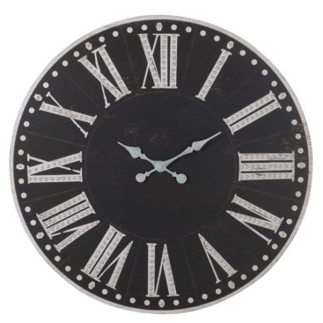 horloge-noir-blanc-chiffres-romains-bois-metal-boisetdeco