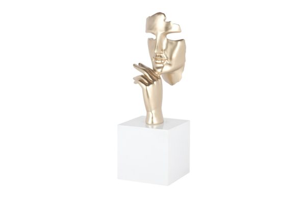 statue-visage-or-dore-champagne-blanc-main-deco-interieur-moderne-estilo-sculpture-originale