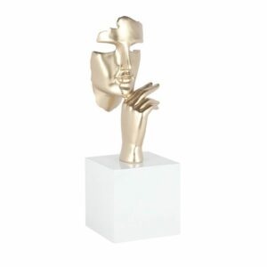 statue-visage-or-dore-champagne-blanc-main-deco-interieur-moderne-estilo-sculpture-originale