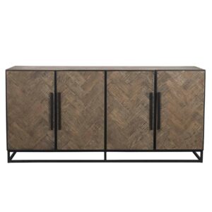 buffet-4-portes-HERRINGBONE-industriel-bois-vieux-chene-chevron-metal-richmond-interiors- boisetdeco-beauvois-cambresis-nord