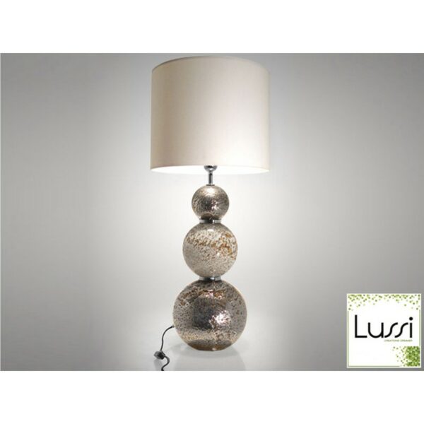 Lampe VOLCANIQUE 3 boules en verre soufflé gris et beige