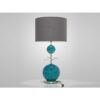 Lampe 2 boules 2 galets en verre souffle bleu turquoise et gris - collection volcanique.