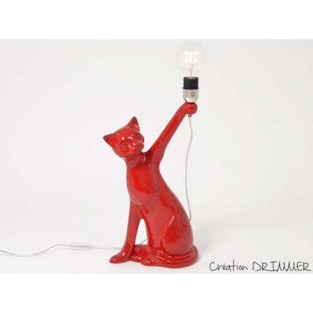 Lampe chat en ceramique rouge de la collection SHADOW.