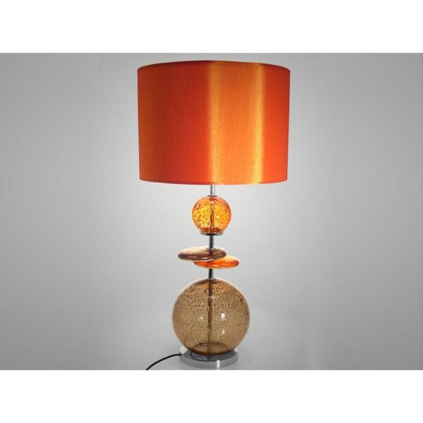 Lampe 2 boules 2 galets en verre orange et gris - collection volcanique.