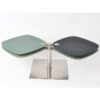Table basse de salon plateaux modulables verre couleur bleu vert pied metal