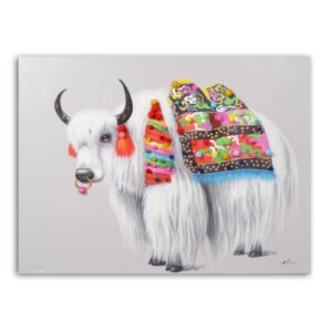 Tableau peinture sur toile yak selle coloree