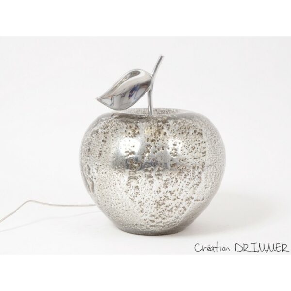 Lampe pomme gris argent