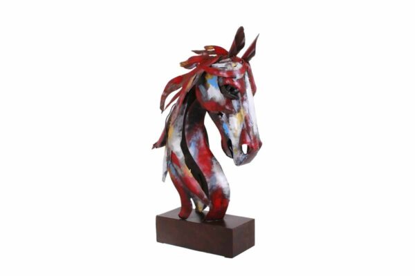 Statue tête de cheval originale en métal peint