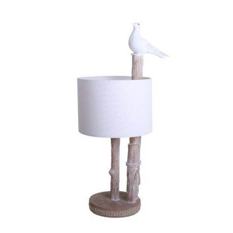 Lampe oiseau avec branches effet bois bord de mer.