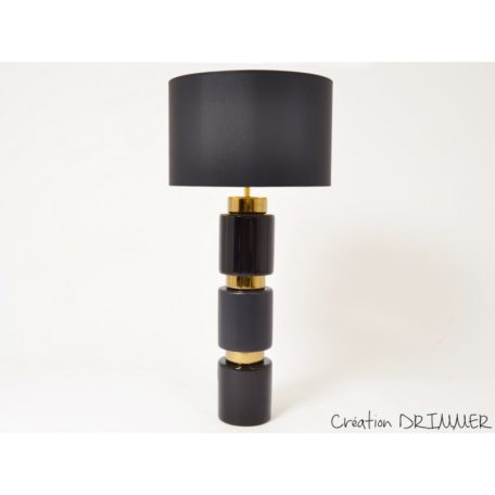 Lampe STRIPE en ceramique noire et or