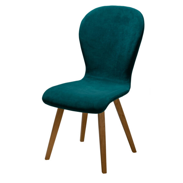 chaise bleu pieds bois chêne