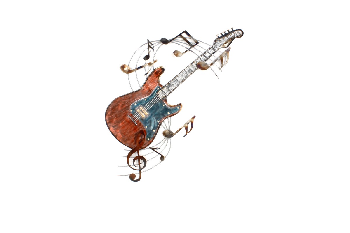 Decoration murale metal guitare partition de notes de musique