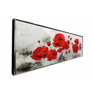 déco murale tableau fleurs rouges gris