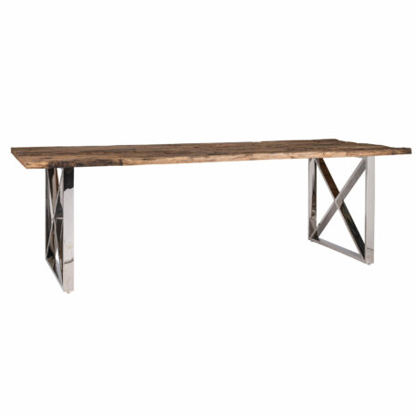 table bois brut pieds métal