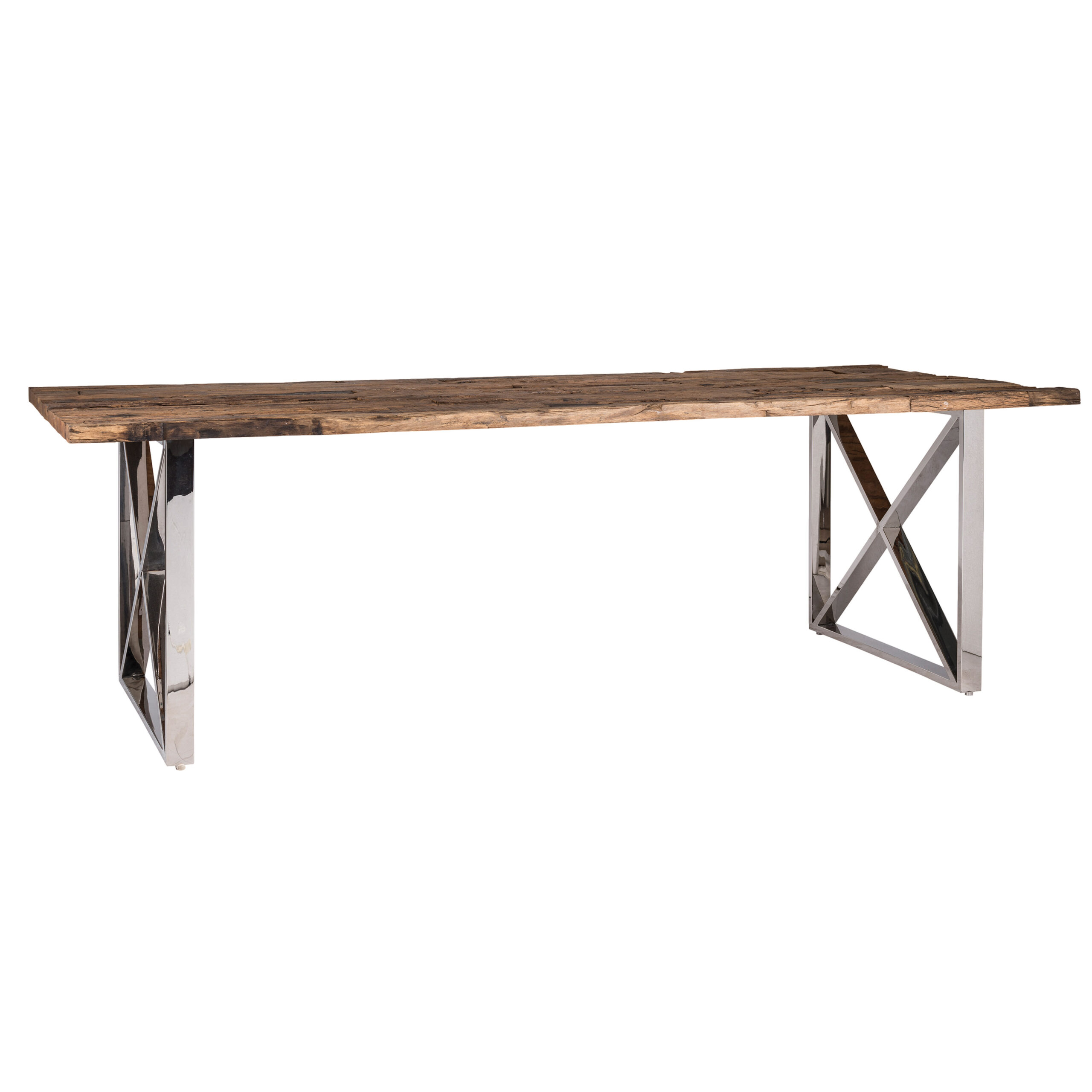 Table bois brut pieds acier chromé KENSINGTON