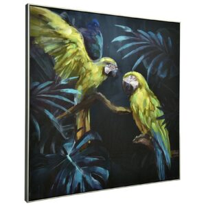 deco perroquets exotique bleu vert jaune