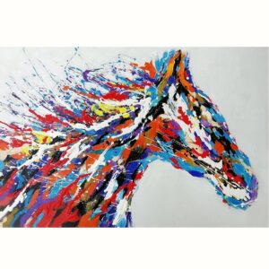 Peinture sur toile cheval multicolore