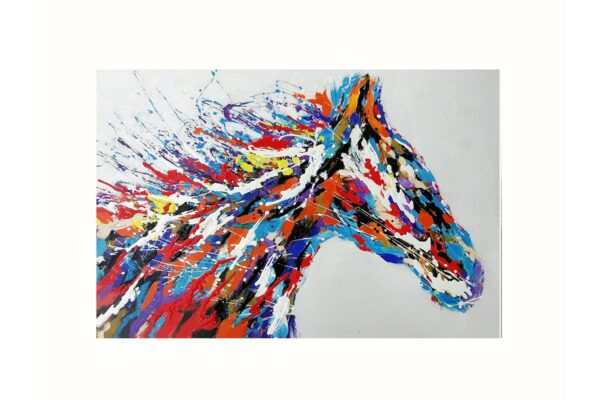 Peinture sur toile cheval multicolore