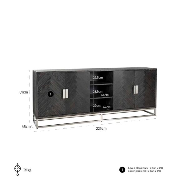 buffet-enfilade-design-bois-noir-pied-inox-argent-meuble-blackbone-silver-richmond-interiors-boisetdeco-cambresis