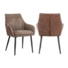 chaise cuir pu vintage marron chrissy