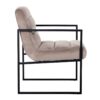 chaise design haut de gamme velours beige pieds accoudoirs metal noir